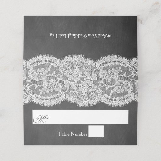 Het Collectie Chalkboard en Lace Wedding Plaatskaartje (Buitenkant ongevouwen)