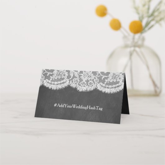 Het Collectie Chalkboard en Lace Wedding Plaatskaartje (Achterkant)