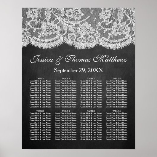 Het Collectie Chalkboard en Lace Wedding Poster (Voorkant)