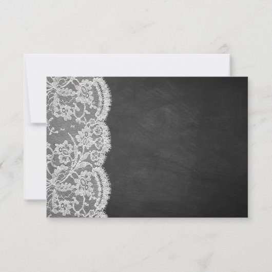 Het Collectie Chalkboard en Lace Wedding RSVP Kaartje (Achterkant)