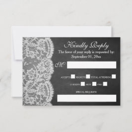 Het Collectie Chalkboard en Lace Wedding RSVP Kaartje