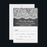 Het Collectie Chalkboard en Lace Wedding RSVP Kaartje<br><div class="desc">Dit rustieke bruiloft collectie is een prachtig ontwerp met een mooie krijtbord effect achtergrond met een romantische witte kant effect trim. Deze RSVP-kaarten kunnen worden gepersonaliseerd voor uw speciale gelegenheid en zouden de perfecte invoegkaarten maken voor een bruiloft, vrijgezellenfeest, verlovingsfeest, verjaardagsfeestje en nog veel meer. Overeenkomende bruidsartikelen zijn te vinden...</div>