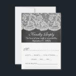 Het Collectie Chalkboard en Lace Wedding RSVP Kaartje<br><div class="desc">Dit rustieke bruiloft collectie is een prachtig ontwerp met een mooie krijtbord effect achtergrond met een romantische witte kant effect trim. Deze RSVP-kaarten kunnen worden gepersonaliseerd voor uw speciale gelegenheid en zouden de perfecte invoegkaarten maken voor een bruiloft, vrijgezellenfeest, verlovingsfeest, verjaardagsfeestje en nog veel meer. Overeenkomende bruidsartikelen zijn te vinden...</div>