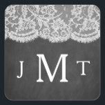 Het Collectie Chalkboard en Lace Wedding Vierkante Sticker<br><div class="desc">Het collectie van het bord en de kant is een verbluffend design met een prachtige achtergrond van het chalkboard-effect met een romantische , witte rand-effectrelatie. Deze uitnodigingszegels kunnen gepersonaliseerd zijn voor uw speciale gelegenheid en zouden de perfecte decoratie voor uw aankondigingen maken. Je kunt deze zelfs gebruiken als favoriete stickers...</div>