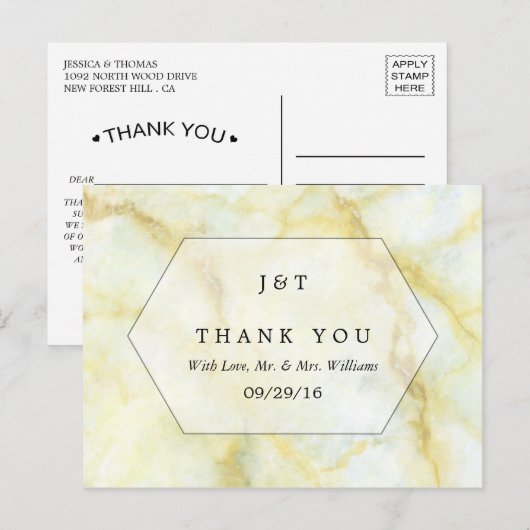 Het Collectie Elegant Marble Effect Wedding Briefkaart (Voorkant / Achterkant)