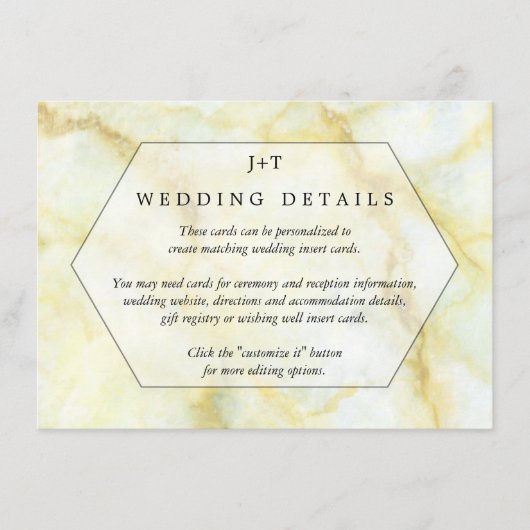 Het Collectie Elegant Marble Effect Wedding Informatiekaartje (Voorkant)