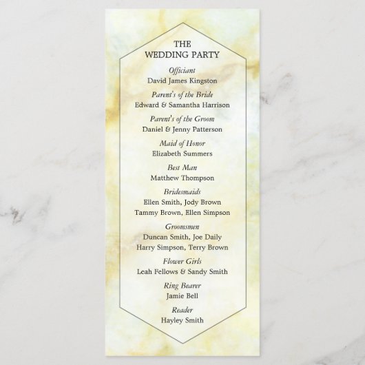 Het Collectie Elegant Marble Effect Wedding Programmakaart (Achterkant)