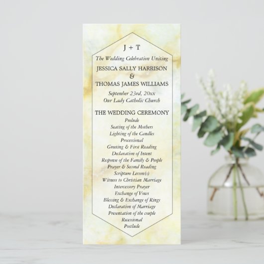 Het Collectie Elegant Marble Effect Wedding Programmakaart (Staand voorkant)