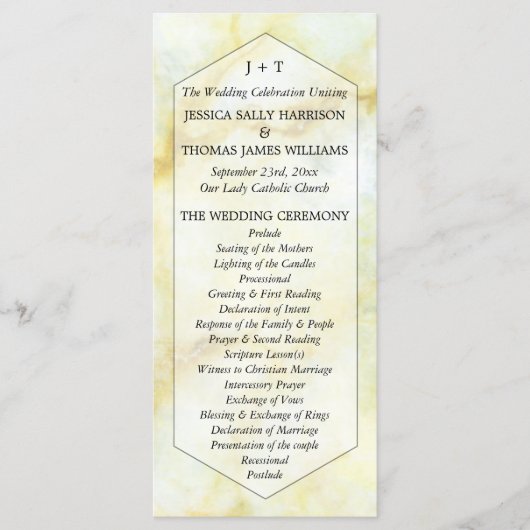 Het Collectie Elegant Marble Effect Wedding Programmakaart (Voorkant)