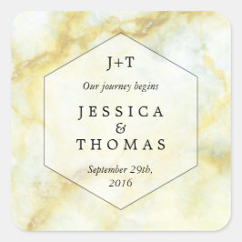 Het Collectie Elegant Marble Effect Wedding Vierkante Sticker