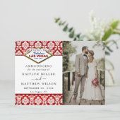 Het Collectie Glitter Damask Las Vegas Wedding Aankondiging (Staand voorkant)