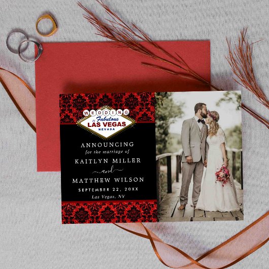 Het Collectie Glitter Damask Las Vegas Wedding Aankondiging