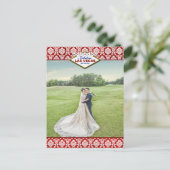 Het Collectie Glitter Damask Las Vegas Wedding Aankondigingskaart (Staand voorkant)