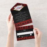 Het Collectie Glitter Damask Las Vegas Wedding All In One Uitnodiging<br><div class="desc">Geniet in stijl met deze moderne en zeer trendy allemaal in één trouwuitnodiging met een eenvoudige traan van RSVP. Dit ontwerp is gemakkelijk te personaliseren met uw speciale gebeurtenisformulering en uw gasten zullen enthousiast zijn wanneer zij deze geweldige uitnodigingen ontvangen.</div>