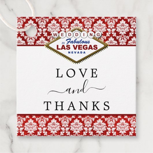 Het Collectie Glitter Damask Las Vegas Wedding Bedankjes Labels (Voorkant)