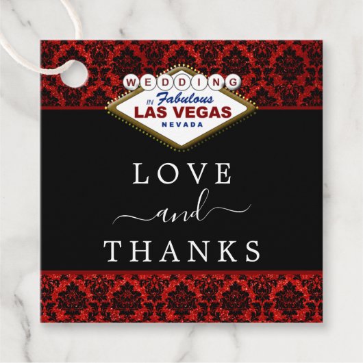 Het Collectie Glitter Damask Las Vegas Wedding Bedankjes Labels (Voorkant)