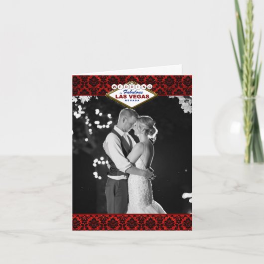 Het Collectie Glitter Damask Las Vegas Wedding Bedankkaart (Voorkant)