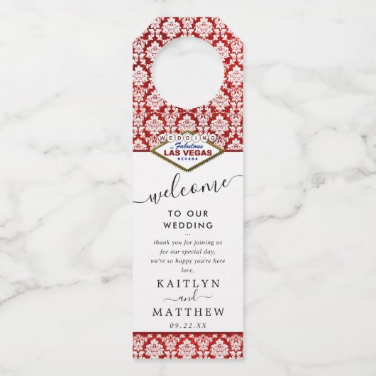Het Collectie Glitter Damask Las Vegas Wedding Flessenhanger (Voorkant)