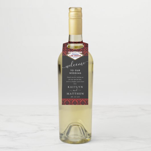 Het Collectie Glitter Damask Las Vegas Wedding Flessenhanger (Op fles)