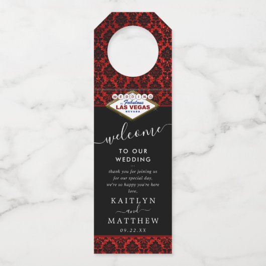 Het Collectie Glitter Damask Las Vegas Wedding Flessenhanger (Voorkant)