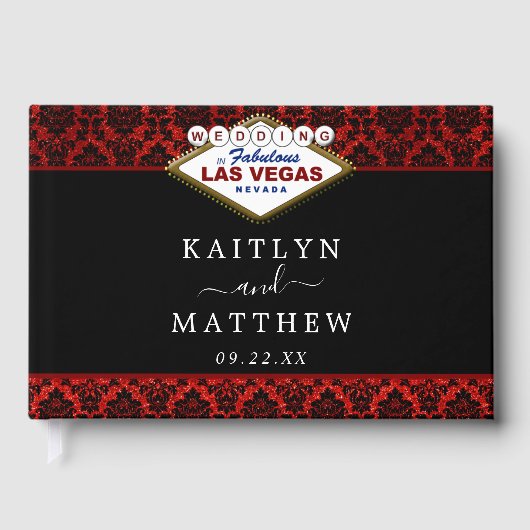 Het Collectie Glitter Damask Las Vegas Wedding Gastenboek (Voorkant)