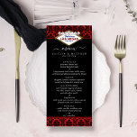 Het Collectie Glitter Damask Las Vegas Wedding Menu<br><div class="desc">Geniet in stijl met deze stijlvolle en zeer trendy trouwmenukaarten. Dit ontwerp is gemakkelijk te personaliseren met uw speciale gebeurtenisformulering en uw gasten zullen enthousiast zijn wanneer zij deze geweldige menu's zien.</div>