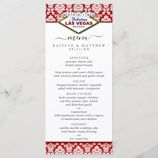 Het Collectie Glitter Damask Las Vegas Wedding Menu (Voorkant)