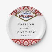 Het Collectie Glitter Damask Las Vegas Wedding Papieren Bordje (Voorkant)