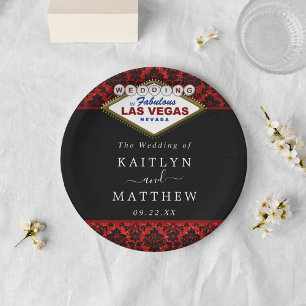 Het Collectie Glitter Damask Las Vegas Wedding Papieren Bordje