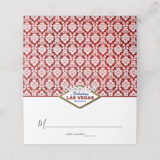 Het Collectie Glitter Damask Las Vegas Wedding Plaatskaartje (Buitenkant ongevouwen)