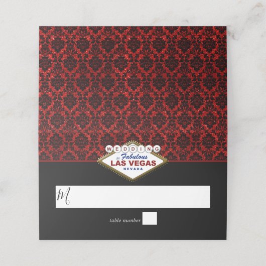 Het Collectie Glitter Damask Las Vegas Wedding Plaatskaartje (Buitenkant ongevouwen)