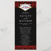 Het Collectie Glitter Damask Las Vegas Wedding Programmakaart (Voorkant)