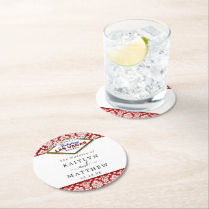 Het Collectie Glitter Damask Las Vegas Wedding Ronde Kartonnen Onderzetter