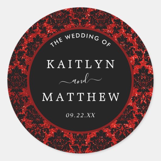 Het Collectie Glitter Damask Las Vegas Wedding Ronde Sticker (Voorkant)