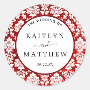 Het Collectie Glitter Damask Las Vegas Wedding Ronde Sticker