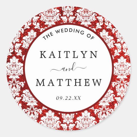 Het Collectie Glitter Damask Las Vegas Wedding Ronde Sticker (Voorkant)