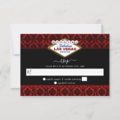 Het Collectie Glitter Damask Las Vegas Wedding RSVP Kaartje (Voorkant)