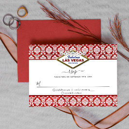 Het Collectie Glitter Damask Las Vegas Wedding RSVP Kaartje