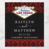 Het Collectie Glitter Damask Las Vegas Wedding Wijn Etiket (Enkel label)