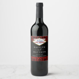 Het Collectie Glitter Damask Las Vegas Wedding Wijn Etiket