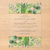 Het Collectie Greenery & Gold Wedding Acryl Uitnodigingen (Voorkant)