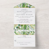 Het Collectie Greenery & Gold Wedding All In One Uitnodiging (Binnen)