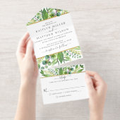 Het Collectie Greenery & Gold Wedding All In One Uitnodiging (Uittrekbaar)