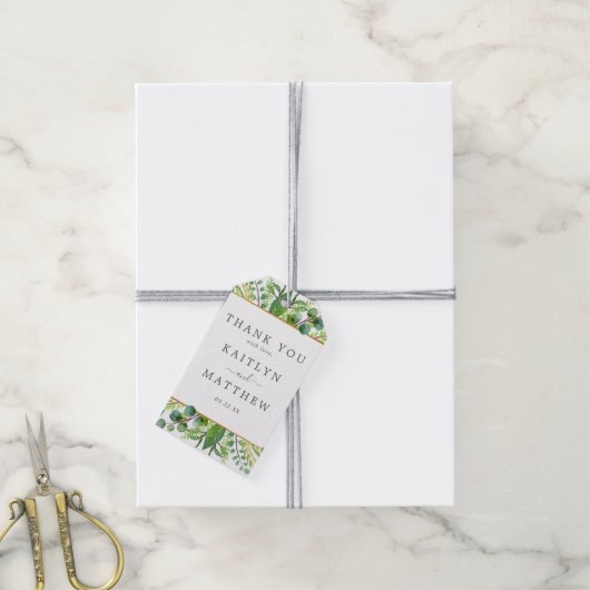 Het Collectie Greenery & Gold Wedding Cadeaulabel (Met Touw)
