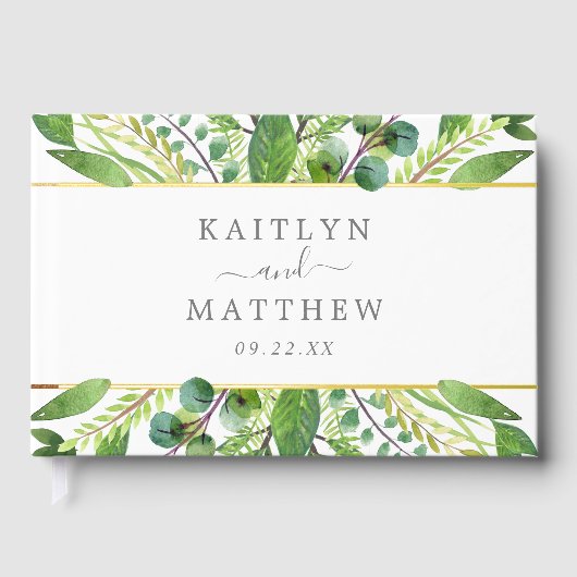 Het Collectie Greenery & Gold Wedding Gastenboek (Voorkant)