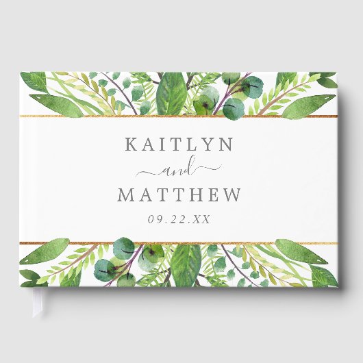 Het Collectie Greenery & Gold Wedding Gastenboek (Voorkant)