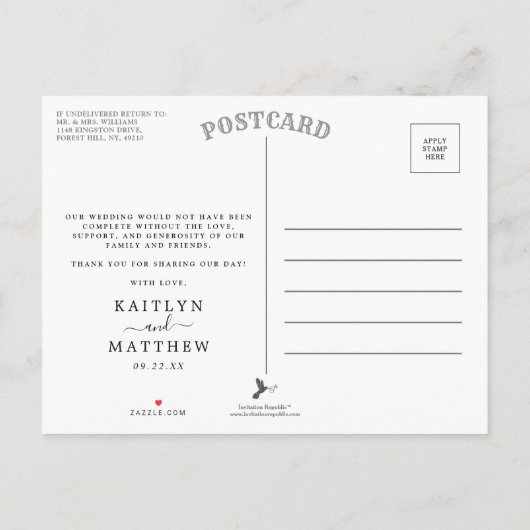 Het Collectie Greenery & Gold Wedding Hartelijk da Aankondigingskaart (Achterkant)