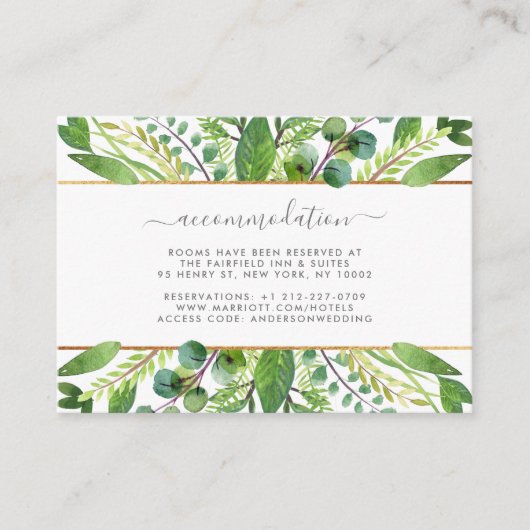 Het Collectie Greenery & Gold Wedding Informatiekaartje (Voorkant)