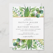 Het Collectie Greenery & Gold Wedding Kaart (Voorkant)