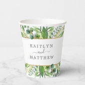 Het Collectie Greenery & Gold Wedding Papieren Bekers (Achterkant)